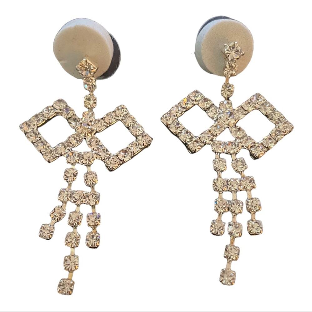 Diamond CZ Dangle Fun Party Wedding Faux Diamond Earrings